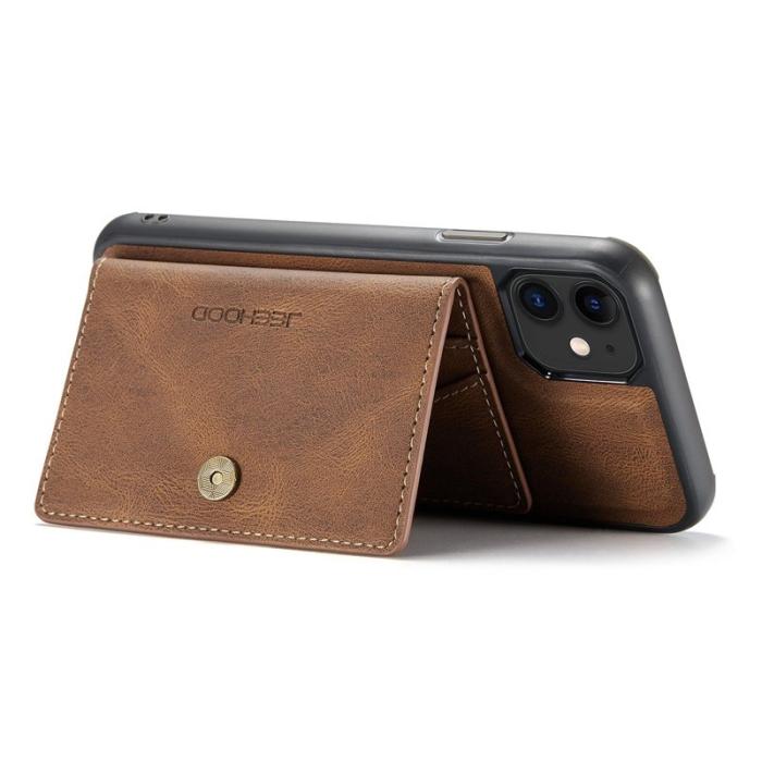JEEHOOD - JEEHOOD Detachable Konstläder Plånboksfodral iPhone 11 6.1 tum Brun