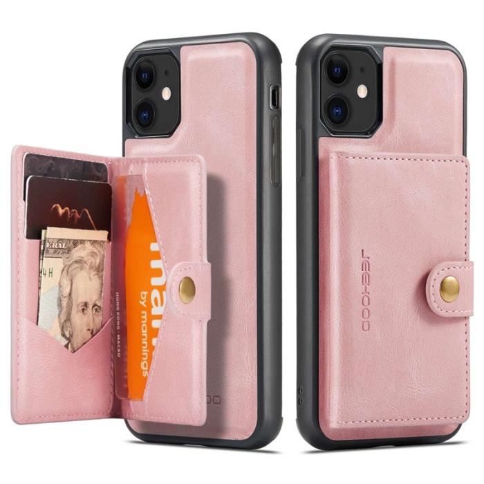 JEEHOOD - JEEHOOD Detachable Konstläder Plånboksfodral iPhone 11 6.1 tum Roséguld
