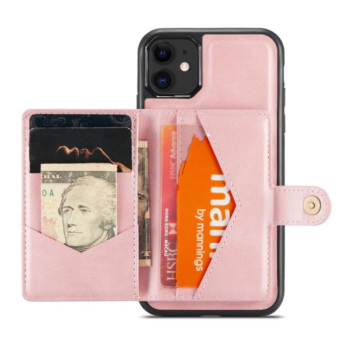 JEEHOOD - JEEHOOD Detachable Konstläder Plånboksfodral iPhone 11 6.1 tum Roséguld