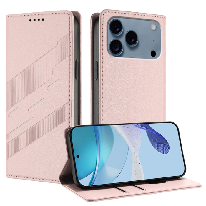 A-One Brand - iPhone 17 Pro Max Plånboksfodral Punk Style Imprinted - Rosa
