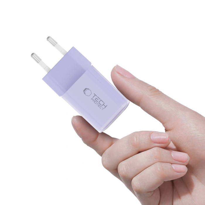 Tech-Protect - Tech-Protect Väggladdare USB-A Till USB-C 33W - Baby Lila