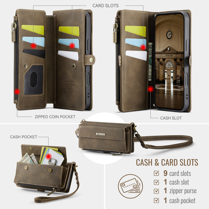 Caseme - CASEME iPhone Air Plånboksfodral Zipper RFID C39 - Brun