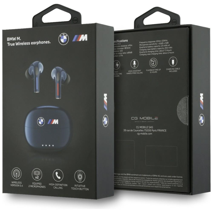 BMW - BMW TWS Bluetooth In-Ear Hörlurar Printed Logo - Marinblå