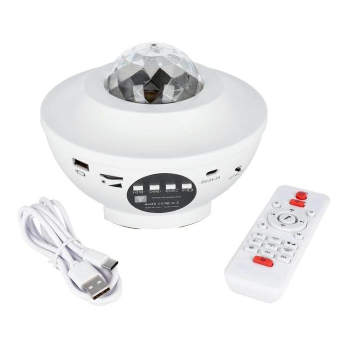 OEM - Projektor STARS LED / Disco med bluetooth högtalare - Vit
