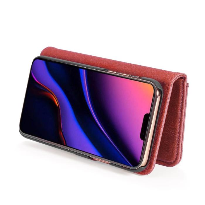 DG.MING - DG.MING iPhone 11 Pro Max Äkta Läder Plånboksfodral med Ställ - Vinröd