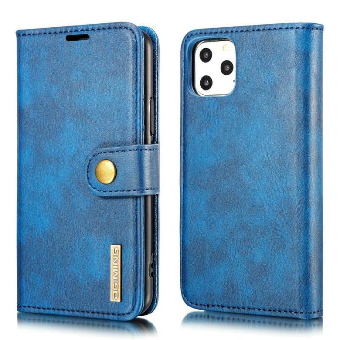 DG.MING - DG.MING iPhone 11 Pro Max Äkta Läder Plånboksfodral med Ställning - Blå