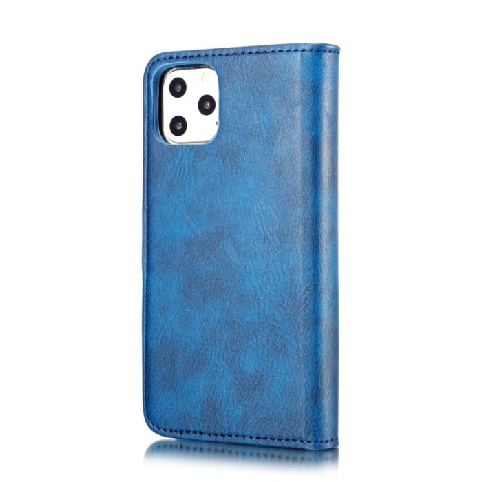 DG.MING - DG.MING iPhone 11 Pro Max Äkta Läder Plånboksfodral med Ställning - Blå