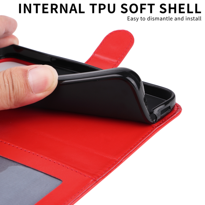 A-One Brand - Galaxy S26 Edge Plånboksfodral Sunflower Imprint Läder - Röd