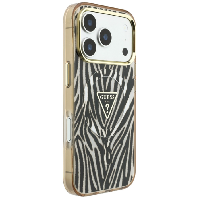 Guess - Guess Mobilskal För iPhone 18 Pro Max/17 Pro Max Magsafe IML Zebra Glitter