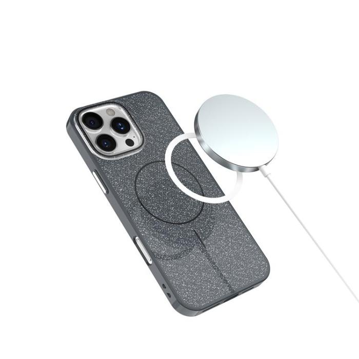 OEM - iPhone 15 Mobilskal MagSafe Glitter Thin - Svart