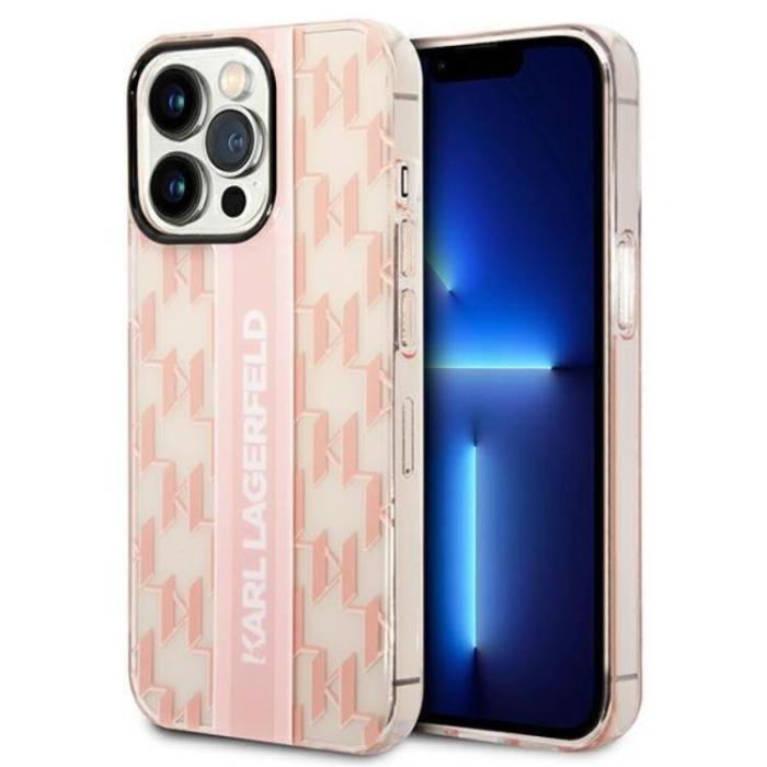 UTGATT1 - Karl Lagerfeld iPhone 14 Pro Skal Mono Vertical Stripe - Rosa