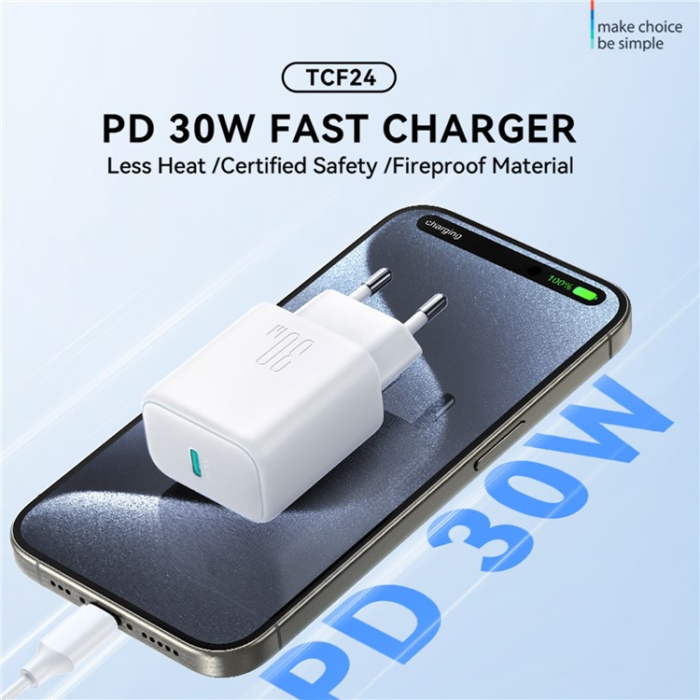 Joyroom - JOYROOM Snabbladdare 30W USB-C med USB-C Kabel 1m JR-TCF24 EU