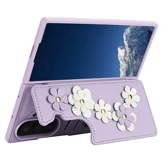 A-One Brand - Galaxy Z Fold7 Plånboksfodral Med 2 Remmar - Lila