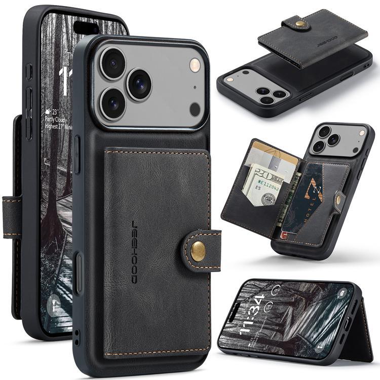 JEEHOOD iPhone 17 Pro Mobilskal KonstLäder + Plast Avtagbar - Svart | 2353 | AlltMobil