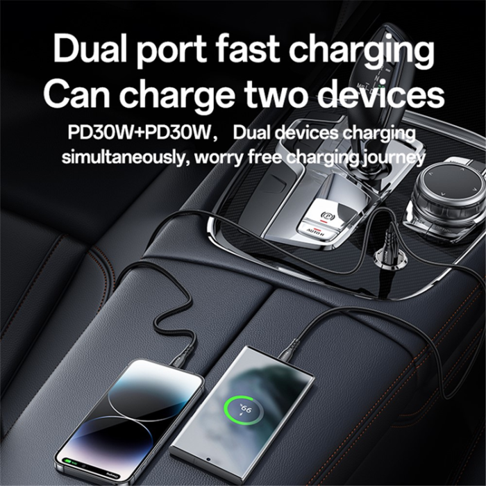 Yesido - YESIDO Billaddare 2x USB-C 30W Y69 PD Fast - Svart