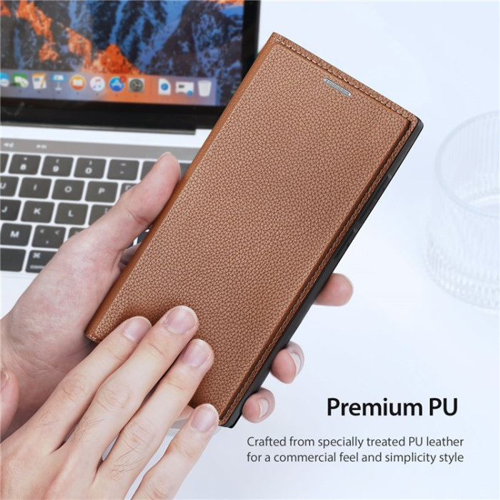 Dux Ducis - Dux Ducis Galaxy S23 Ultra Plånboksfodral Skin X2 Magnetic - Brun