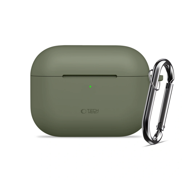 Tech-Protect - Tech-Protect Apple Airpods Pro 3 Skal Silikon Hook - Olive Grön