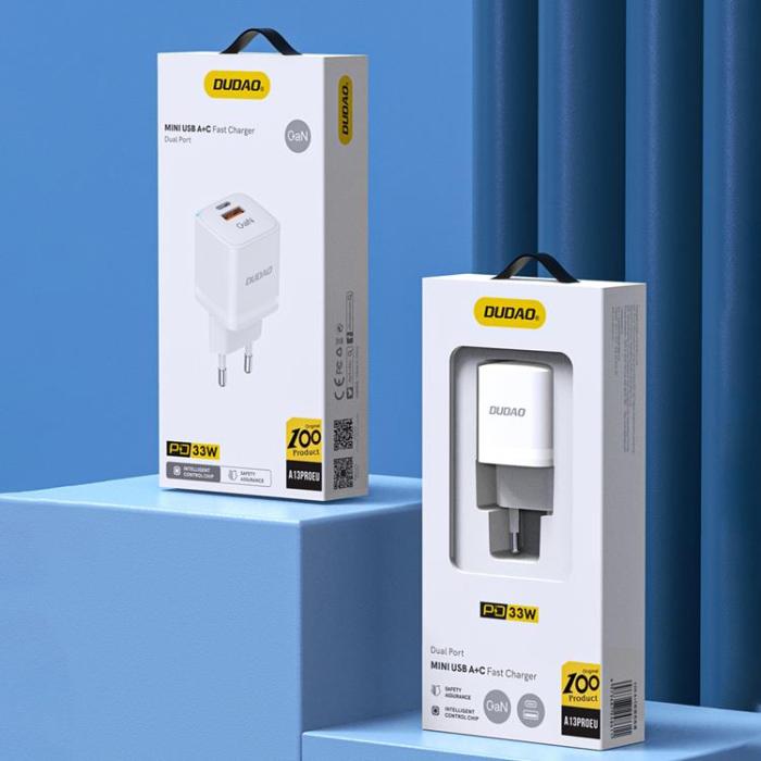 Dudao - Dudao Väggladdare USB/USB-C 33W - Vit