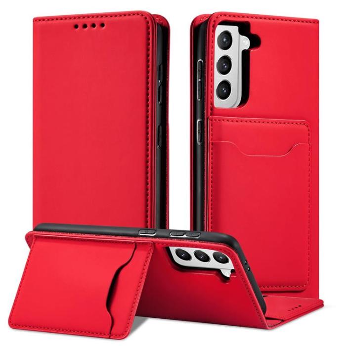 OEM - Galaxy S22 Plus Plånboksfodral Magnet Stand - Röd