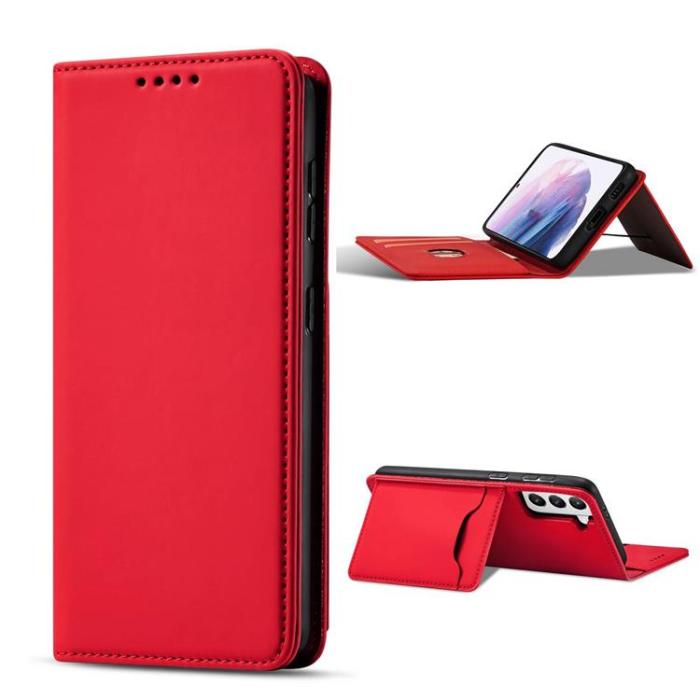 OEM - Galaxy S22 Plus Plånboksfodral Magnet Stand - Röd