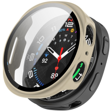 A-One Brand - Galaxy Watch 8 (44mm) Skal PC med Härdat Glas - Elfenbensvit
