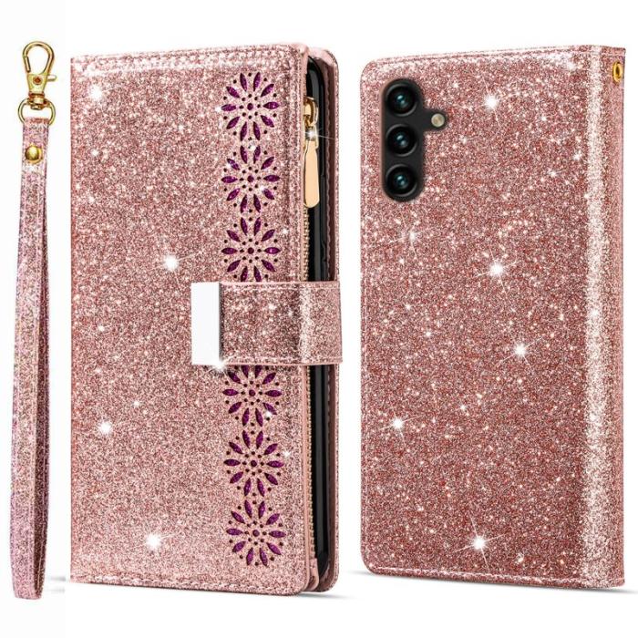 OEM - Samsung Galaxy S26 Plånboksfodral Konstläder Starry Sky - Roséguld