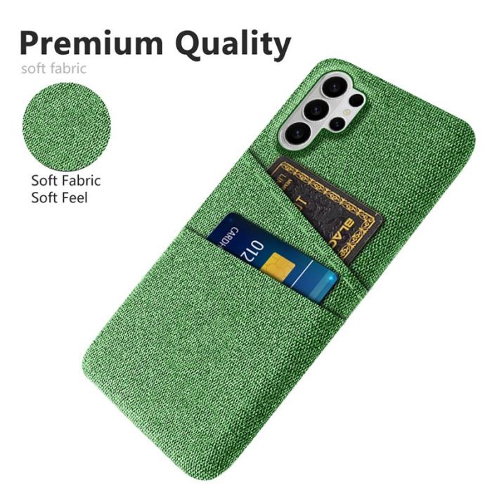 OEM - Samsung Galaxy S26 Ultra Skal Tyg + Hård PC Med Dubbel Kortfack - Grön