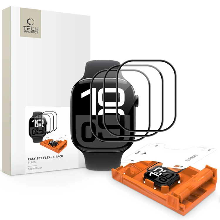[3-Pack] Tech-Protect Apple Watch 1/2/3/4/5/6/SE (40mm) Hybridglas Easy Set Flex | 5468 | AlltMobil