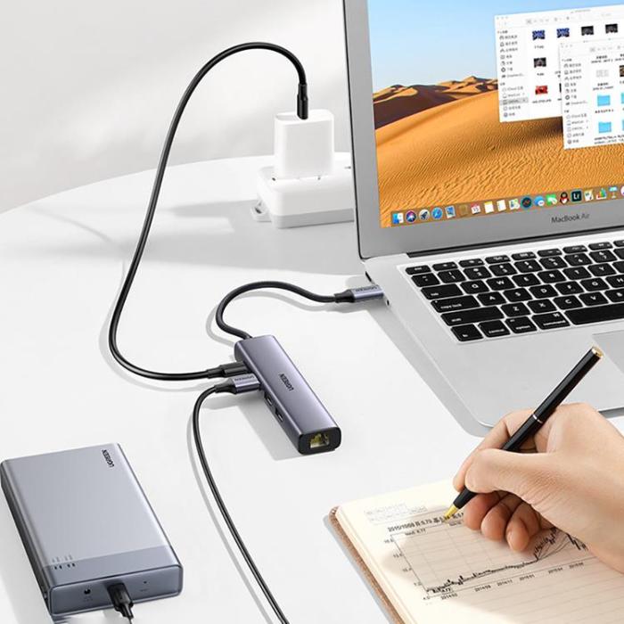 Ugreen - Ugreen Multifunktionell HUB 3 x USB Till USB-C - Grå