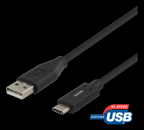 DELTACO USB-C till USB-A kabel, 1m, USB 2.0 | 3541 | AlltMobil