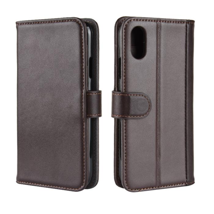 UTGATT1 - Genuine Split Plånboksfodral till Apple iPhone XS MAX - Brun