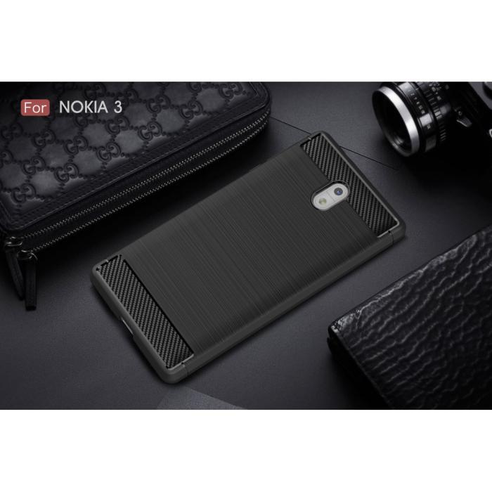 UTGATT5 - Carbon Brushed Skal till Nokia 3 - Svart