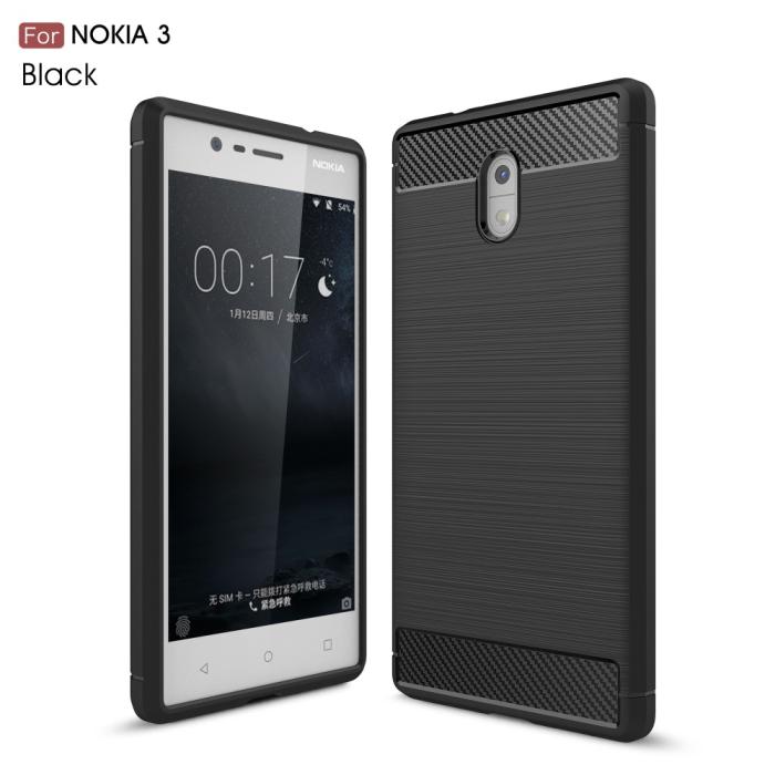 UTGATT5 - Carbon Brushed Skal till Nokia 3 - Svart
