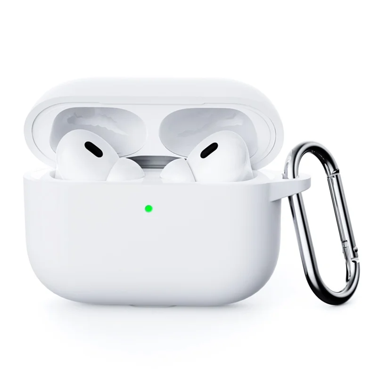 Airpods Pro 3 Skal Silikon med Karbinhake - Vit | 2353 | AlltMobil