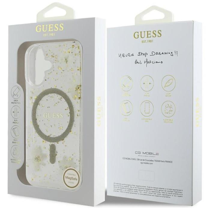 Guess - Guess iPhone 16 Mobilskal MagSafe Resin Flowers - Beige