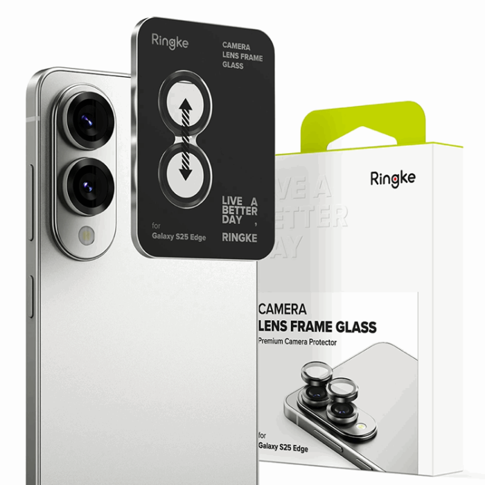 Ringke - Ringke Galaxy S25 Edge Härdat Glas Kameralinsskydd Ram