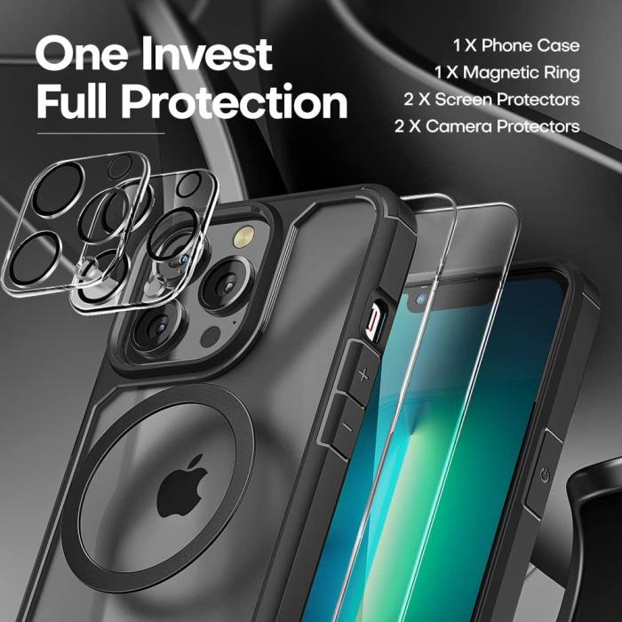 Boom of Sweden - [6in1] BOOM iPhone 14 Pro Max Skal, Kameralinsskydd, Härdat Glas, MagSafe Ring