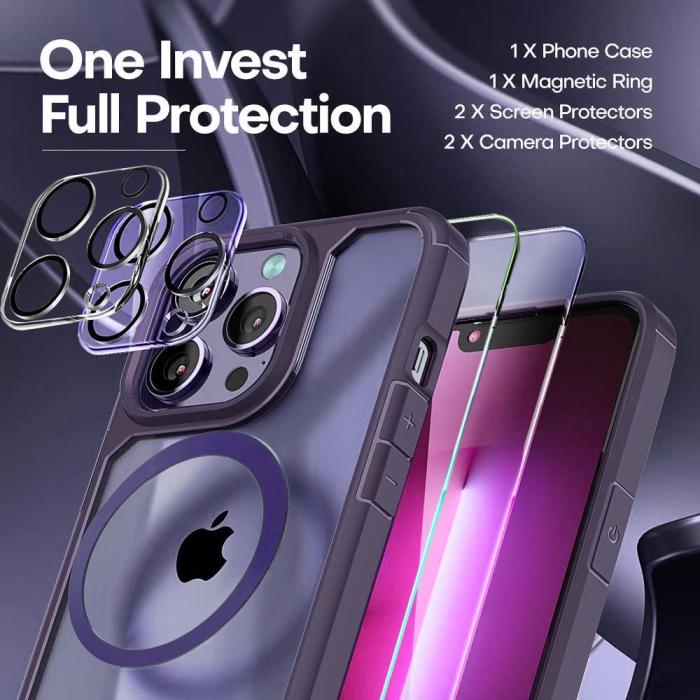 Boom of Sweden - [6in1] BOOM iPhone 14 Skal - Kameralinsskydd - Härdat Glas - MagSafe Ring