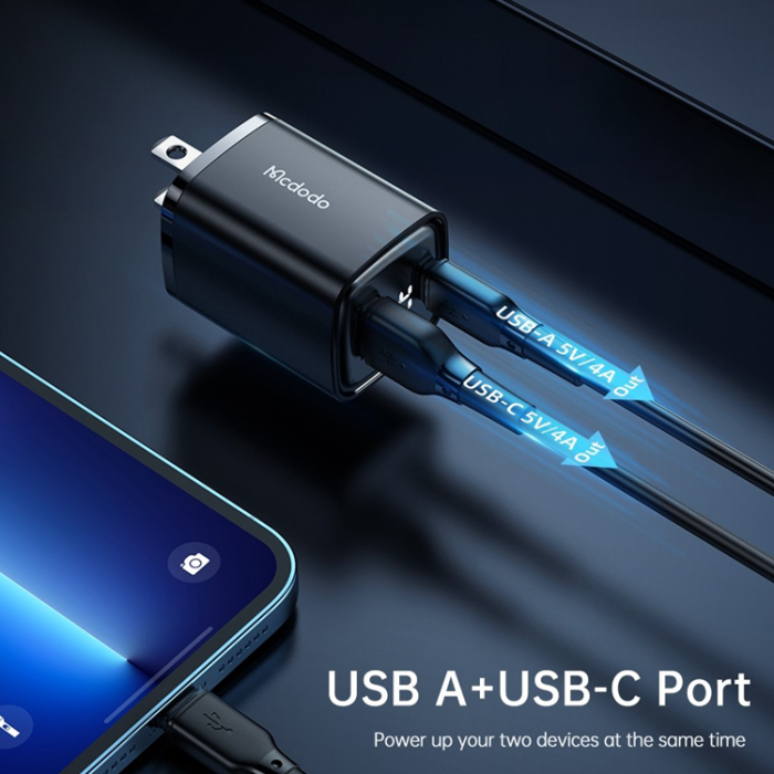 Mcdodo - MCDODO Snabbladdare 33W USB-A - USB-C US Graphite - Svart