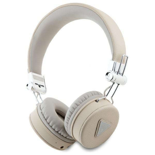 Guess On-Ear Hörlurar Bluetooth ENC Grained Classic Round Shape - Beige | 505771 | AlltMobil