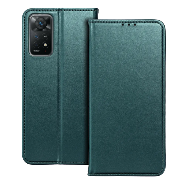 OEM - Xiaomi Redmi Note 14 Plånboksfodral Smart Magneto - Mörkgrön