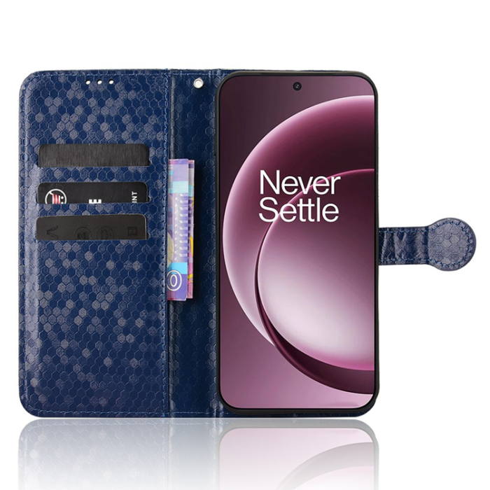 A-One Brand - OnePlus 15 5G Konstläder Plånboksfodral Dot Pattern Imprint - Blå