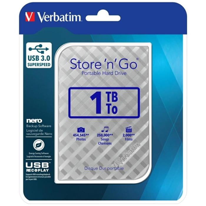Verbatim - Verbatim Extern Hårddisk HDD 1TB USB 3.0 Store n Go - Silver