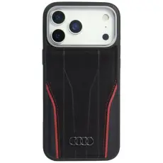 Audi - Audi iPhone 17 Pro Max Mobilskal MagSafe Äkta läder R8 - Svart-Röd
