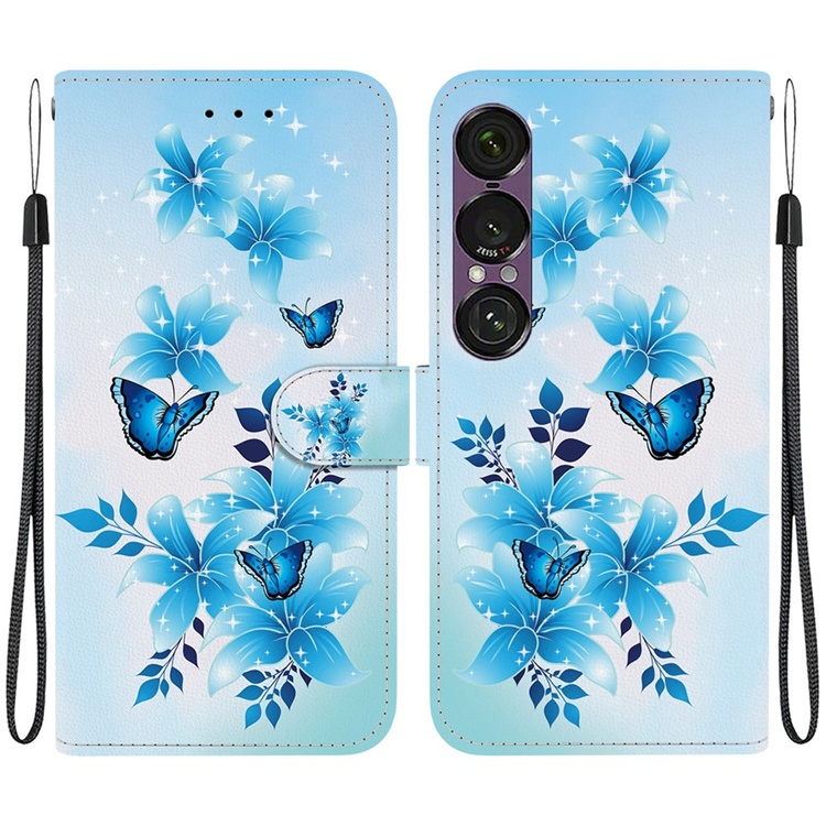 Sony Xperia 1 VII Plånboksfodral med Lanyard Printing - Blå | 2353 | AlltMobil