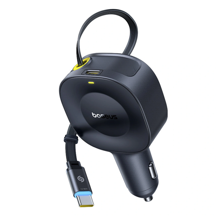 BASEUS - Baseus Billaddare 30W med Retractable Kabel PrimeTrip VR2 - Svart