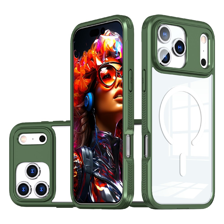 iPhone 17 Pro Max Mobilskal MagSafe TPU + PC Clear - Olivgrön | 2353 | AlltMobil