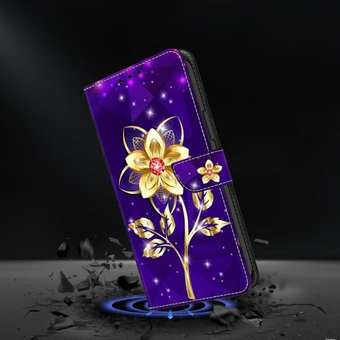 OEM - Samsung Galaxy A37 Plånboksfodral Konstläder Mönstertryck - Lila