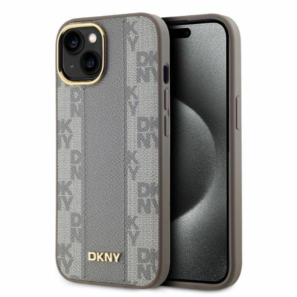 DKNY iPhone 14 Mobilskal MagSafe Läder Checkered Mono - Beige | 2353 | AlltMobil