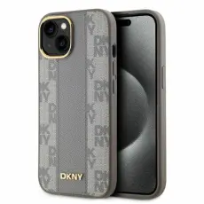 DKNY - DKNY Mobilskal till iPhone 14 MagSafe L&auml;der Checkered Mono - Beige